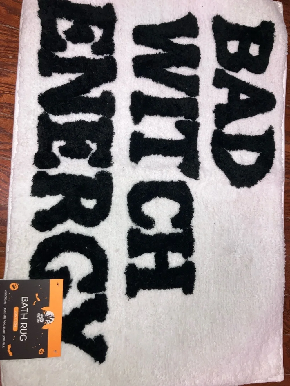 Bad Witch Energy White & Black 20inx30in Bath mat!Halloween Chic decor.